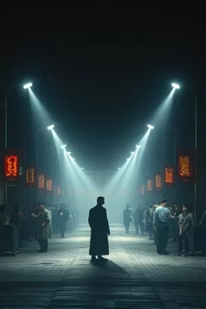 《青瓦巷奇谈》海报：雨夜青瓦巷口亮着灯笼的小铺
